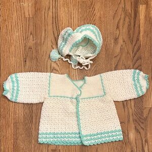 Handmade Baby Sweater and Bonnet Set